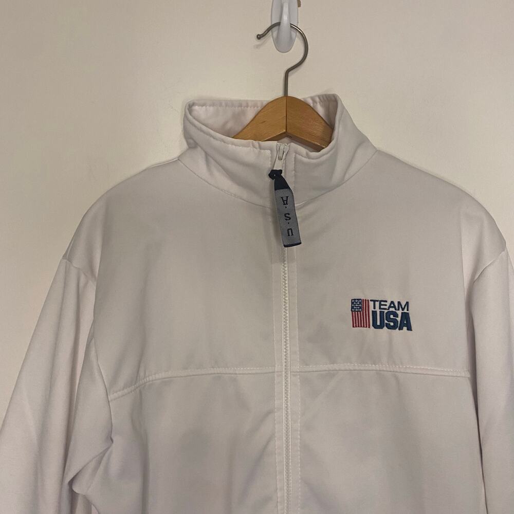 Team USA Olympic Committee White Full Zip Track Jacket Large Winter Olympics - Picture 2 of 15